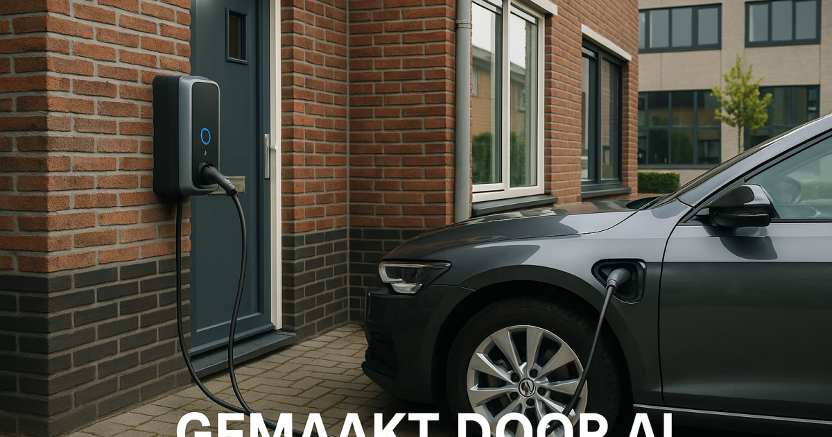 Installateur monteert laadpaal op Nederlandse locatie, kabels en groepenkast zichtbaar
